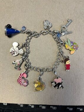 Disney-Inspired Silver Charm Bracelet with Multicolor Enamel Charms